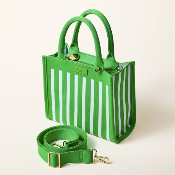 Kate Spade x Target Green Striped Knit Crossbody Tote Bag - NEW w/tags - Picture 2 of 7